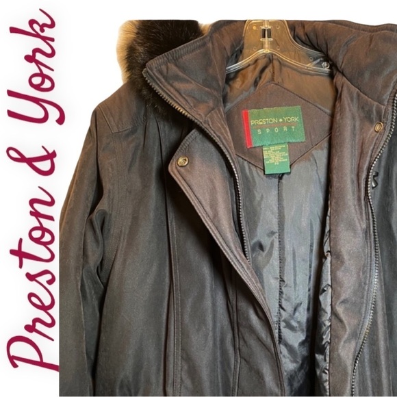 PRESTON & YORK Sport Puffer Coat Detachable Fox Fur Hood, Size Petite Small - Picture 3 of 7